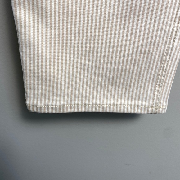 Old Navy Women's Beige Striped Extra High Rise Cotton Pants Size 10 Straight Leg - Picture 2 of 16